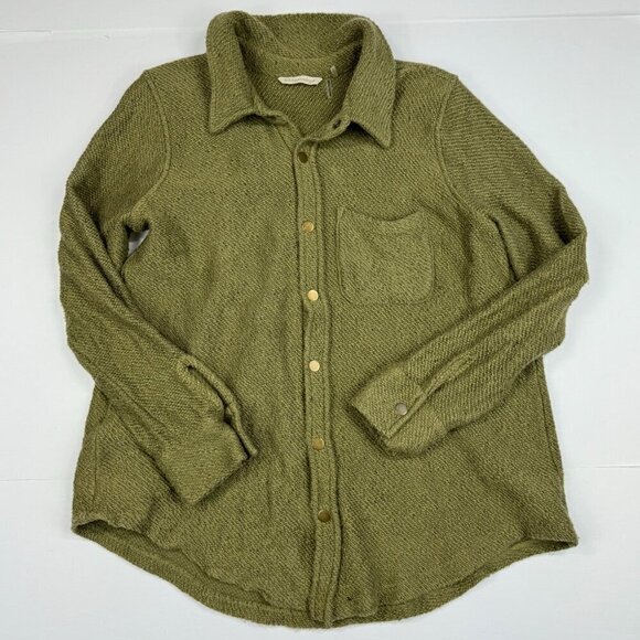 Soft Surroundings Shacket Shirt Snap Button Green Size Large - Picture 1 of 10